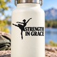 Ballet vinyl decal with black ballerina silhouette and “STRENGTH IN GRACE” text