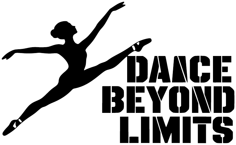 Ballet dancer vinyl decal silhouette with “DANCE BEYOND LIMITS” lettering