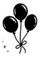 Three black mirrored party balloons with tied ribbon bow and sparkle accents