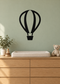 Hot air balloon vinyl wall decal in black and white, with basket silhouette