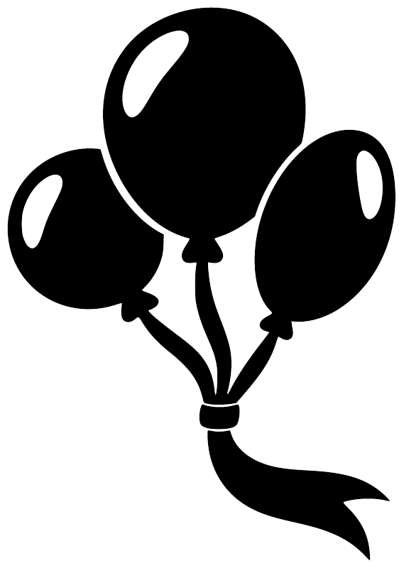 Black three-balloon vinyl decal with ribbon and banner tail