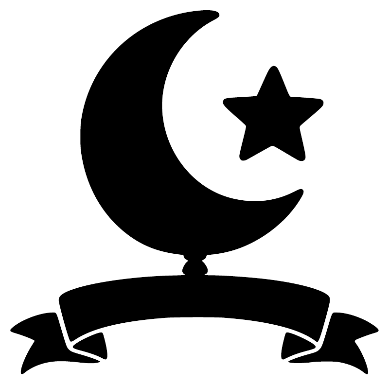 Crescent moon and star vinyl decal with banner