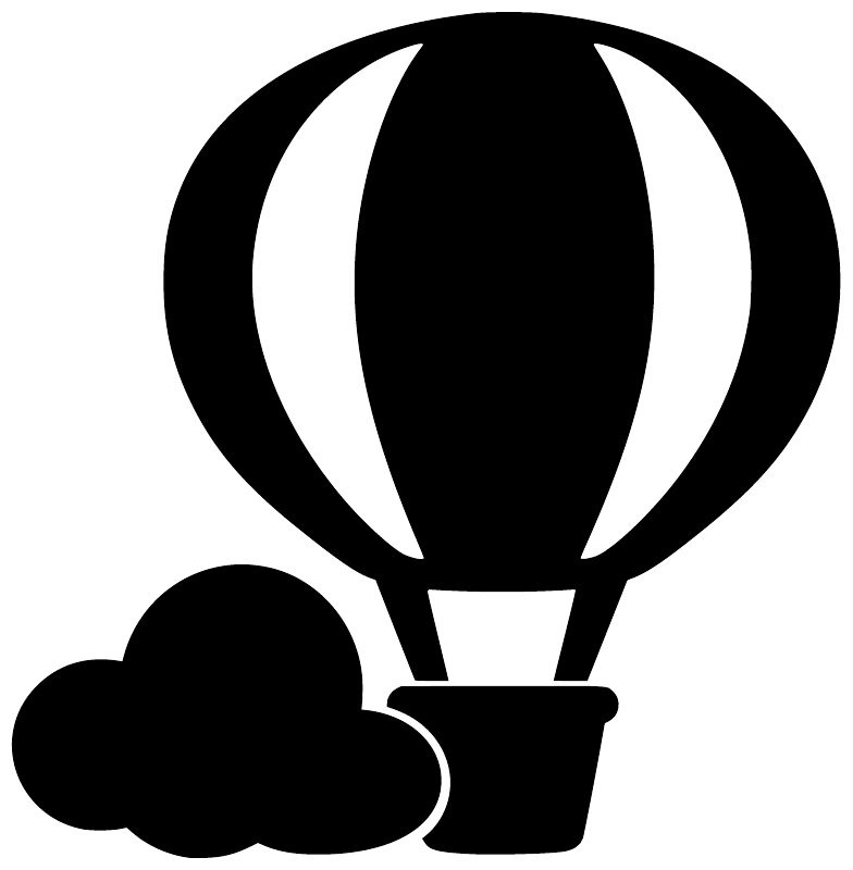 Cloud Nine Explorer balloon vinyl decal close-up: black hot air balloon and cloud