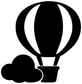 Cloud Nine Explorer balloon vinyl decal close-up: black hot air balloon and cloud