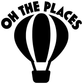 Close-up hot air balloon vinyl decal with 'OH THE PLACES' text, black and white