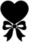 Close-up black heart vinyl decal with centered bow and ribbon loops