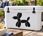 Black balloon dog vinyl decal with four rounded balloon shapes and curled lines