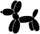 Black balloon dog vinyl decal, close-up silhouette with five balloon loops