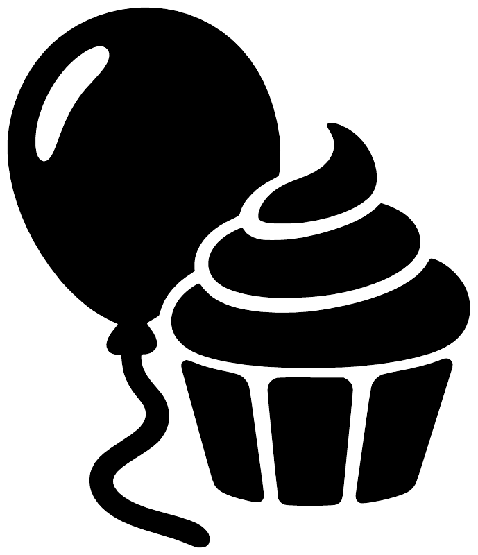 Balloon and cupcake vinyl decal, black silhouette design