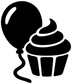 Balloon and cupcake vinyl decal, black silhouette design