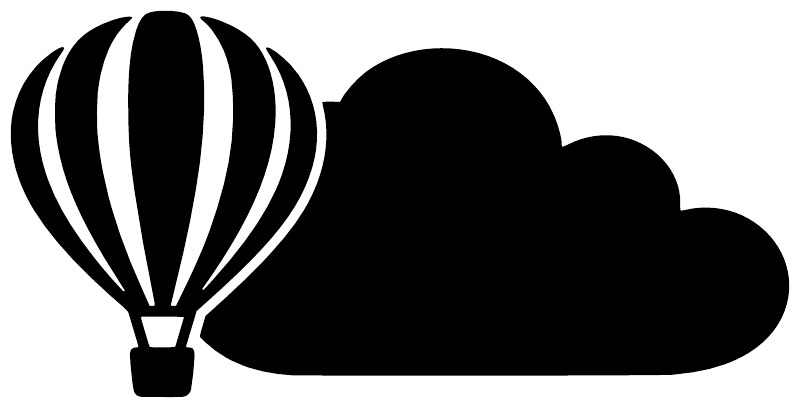 Black balloon and cloud vinyl decal silhouette, close-up view