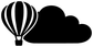 Black balloon and cloud vinyl decal silhouette, close-up view