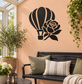 Black hot-air balloon and rose vinyl wall decal