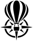 Black and white hot air balloon and compass vinyl decal with starburst accents