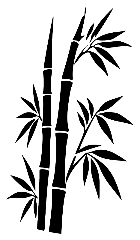 Close-up white bamboo sprig vinyl decal with upright bamboo stalk and leaf sprigs