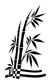 Bamboo wall decal with sweeping stems, leaves, and black checkered base and waves