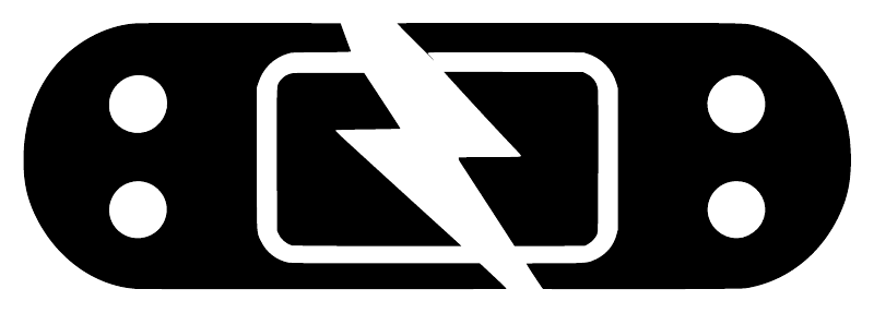 Black vinyl decal with white lightning and bandage-style icon
