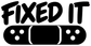Fixed It vinyl decal close-up: black bandage with white dots and text
