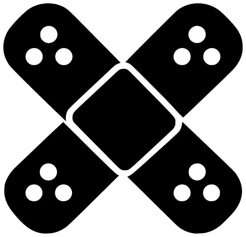 Black crossed bandage vinyl decal with white dot details and diamond center patch