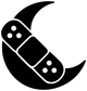 Black crescent moon vinyl decal with white bandage icon and three dot spots