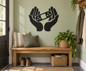 Black bandaged hands vinyl wall decal with medical tape icon