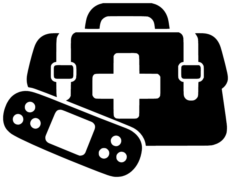 Medical bag vinyl decal with white medical cross and bandage icons on black