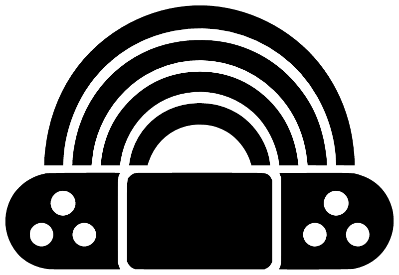 Rainbow arches vinyl decal on black boombox with five speaker circles