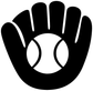 Black and white baseball glove emblem vinyl decal with bold hand icon