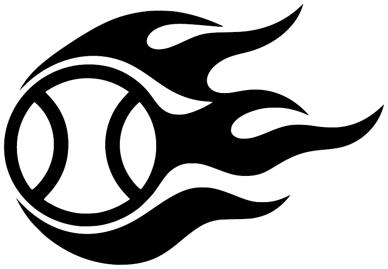 Black vinyl flame sweep baseball eye decal with white graphic, close-up