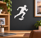 Baseball player running vinyl decal, white silhouette
