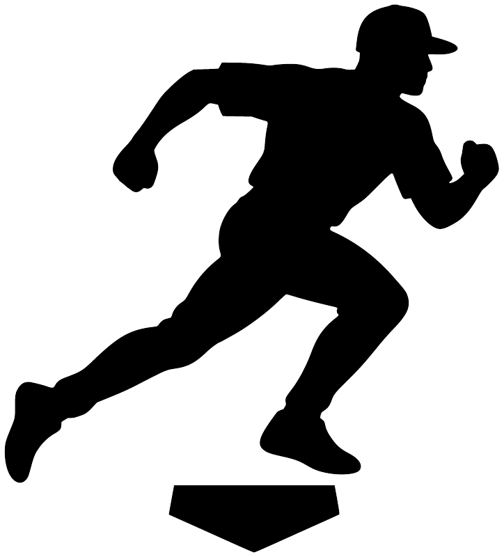Baseball player running vinyl decal, black silhouette