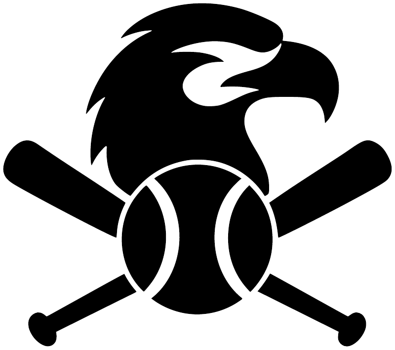 Baseball eagle crest vinyl decal, black-and-white eagle head with crossed bats