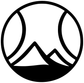 Baseball mountain vinyl decal icon: black circle, mountains, and two curved side shapes