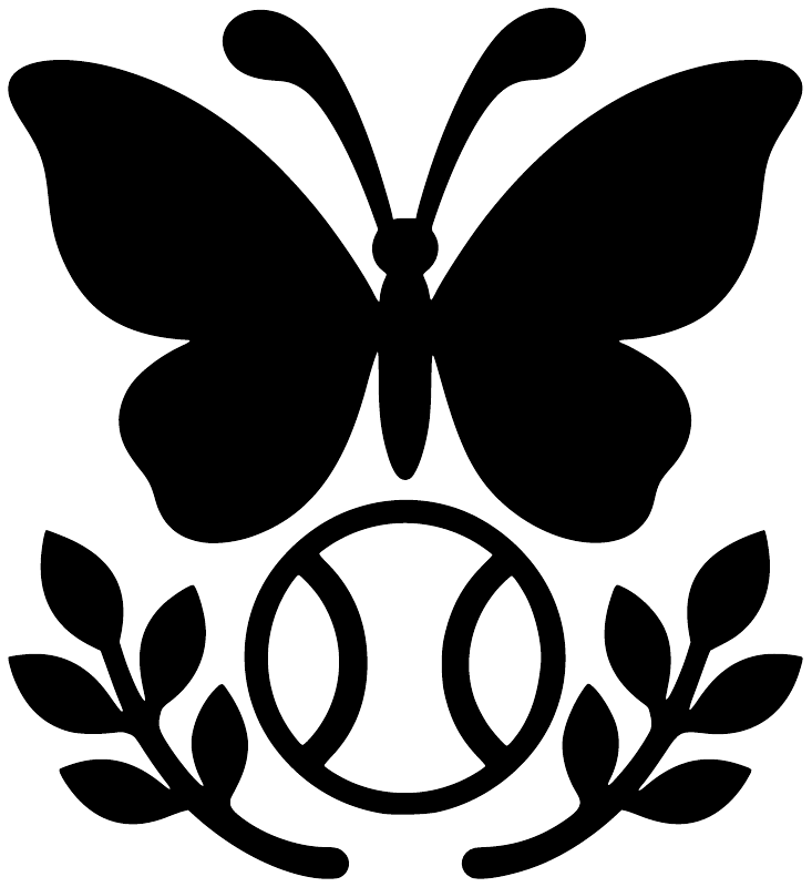 Black butterfly crest vinyl decal with laurel and ring design