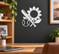 Sunflower baseball emblem vinyl decal with bat and baseball outline