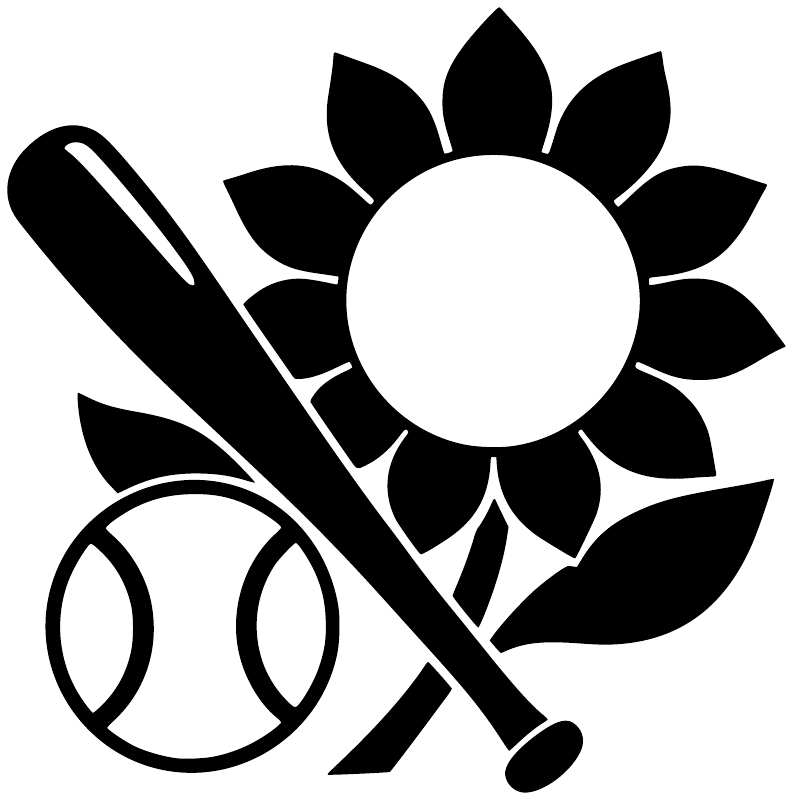 Baseball bat and sunflower vinyl decal with baseball ring icon