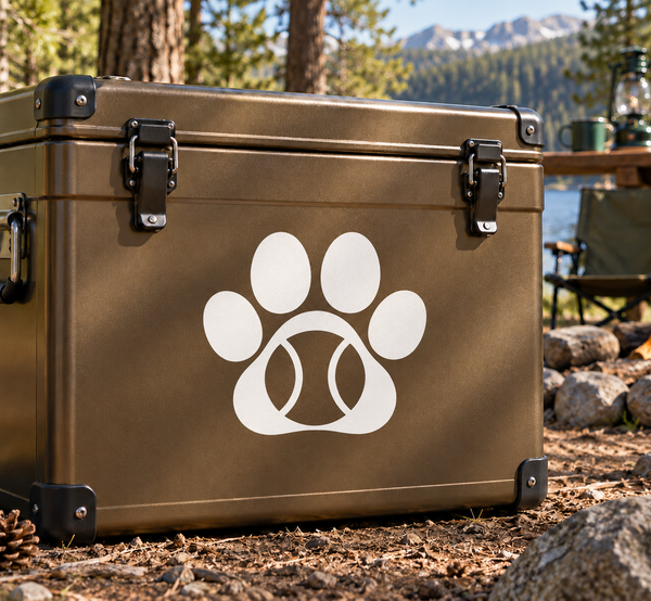 Baseball paw crest vinyl decal with white paw print icon