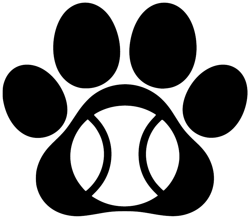 Baseball paw crest vinyl decal, bold black-and-white paw print icon