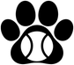 Baseball paw crest vinyl decal, bold black-and-white paw print icon