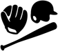 Baseball glove, helmet-style ball, and bat vinyl decal set