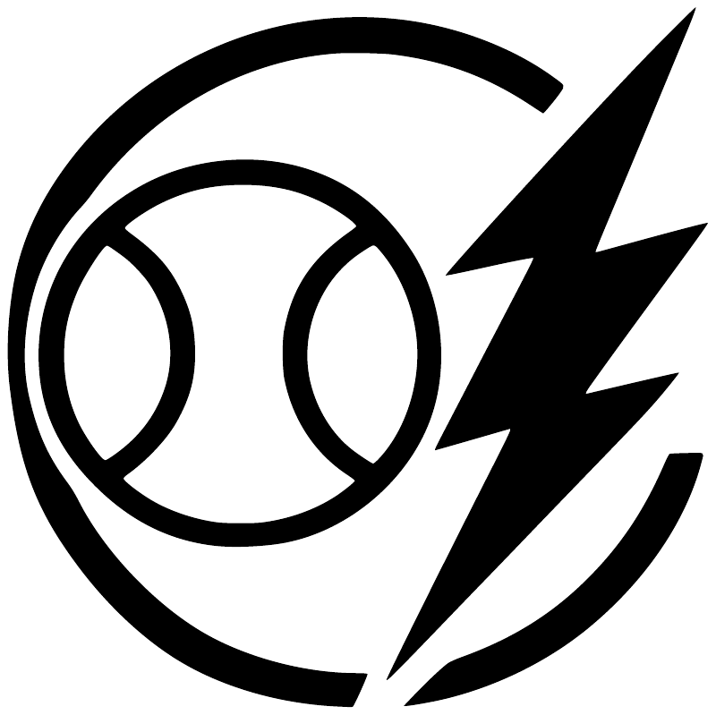 Black baseball lightning arc vinyl decal with white-outlined circle and bolt design
