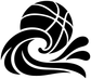 Black-and-white vinyl basketball ocean wave swirl decal close-up