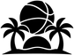 Black basketball, palm trees, and sunset vinyl wall decal silhouette