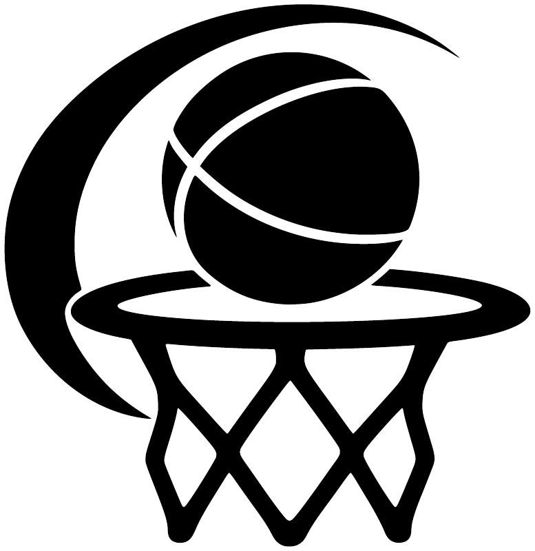 White basketball hoop and basketball moon vinyl decal, close-up