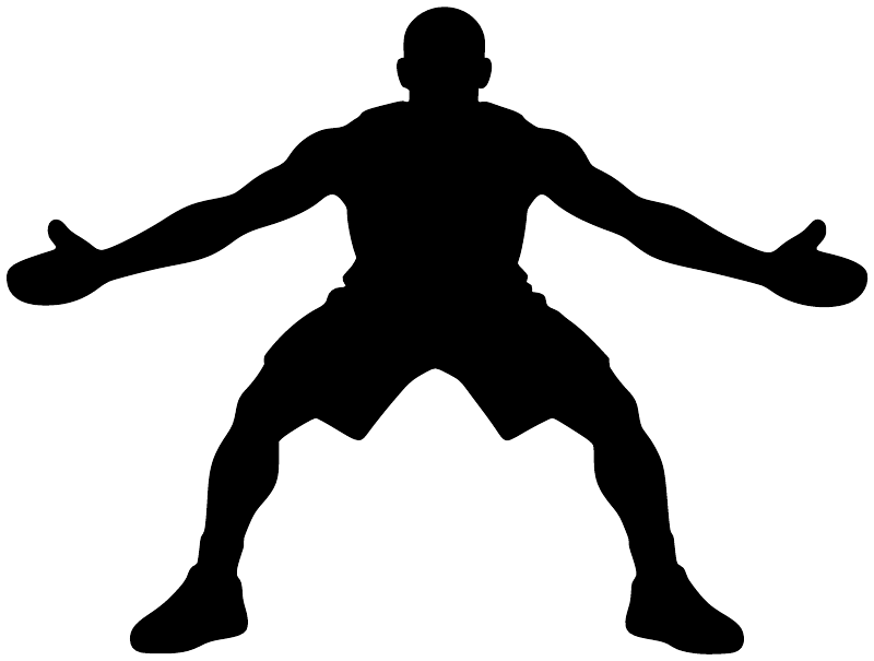 Basketball player silhouette vinyl decal, bold black full-body figure