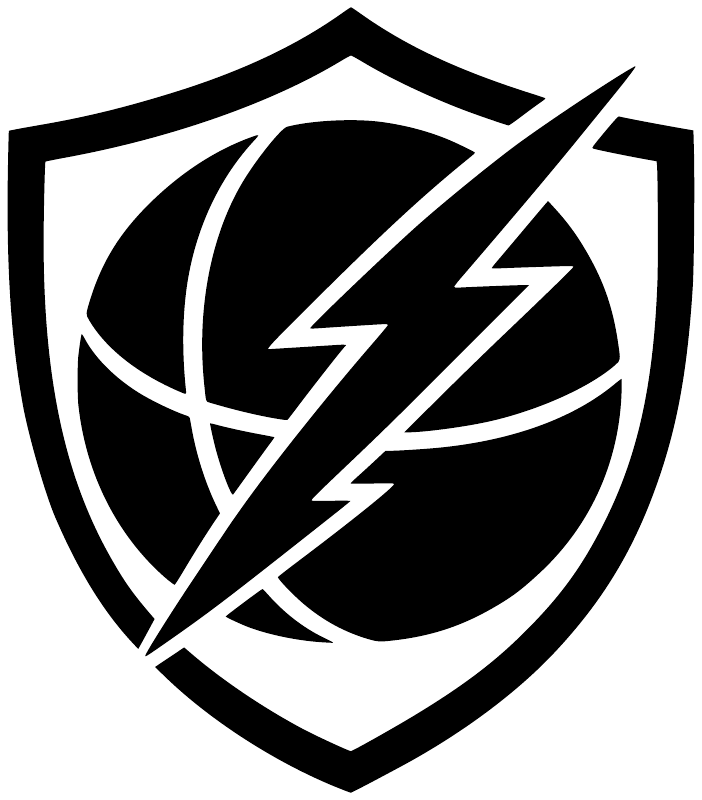 Black and white basketball shield vinyl decal with lightning bolt