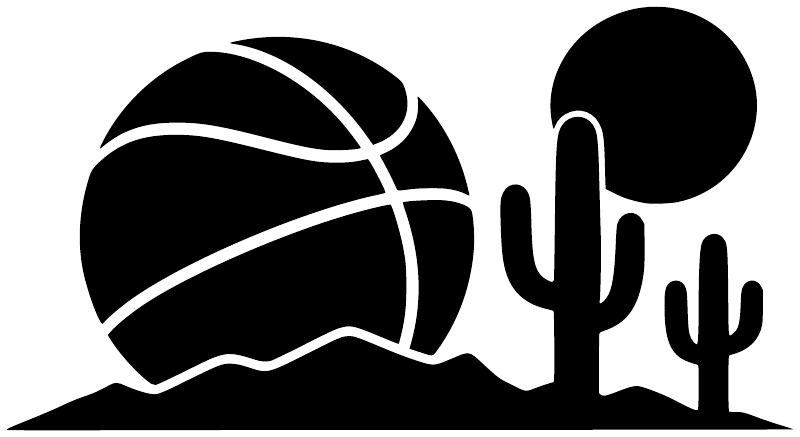 Basketball cactus court vinyl decal with basketball, cactus silhouettes, and hoop