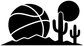 Basketball cactus court vinyl decal with basketball, cactus silhouettes, and hoop