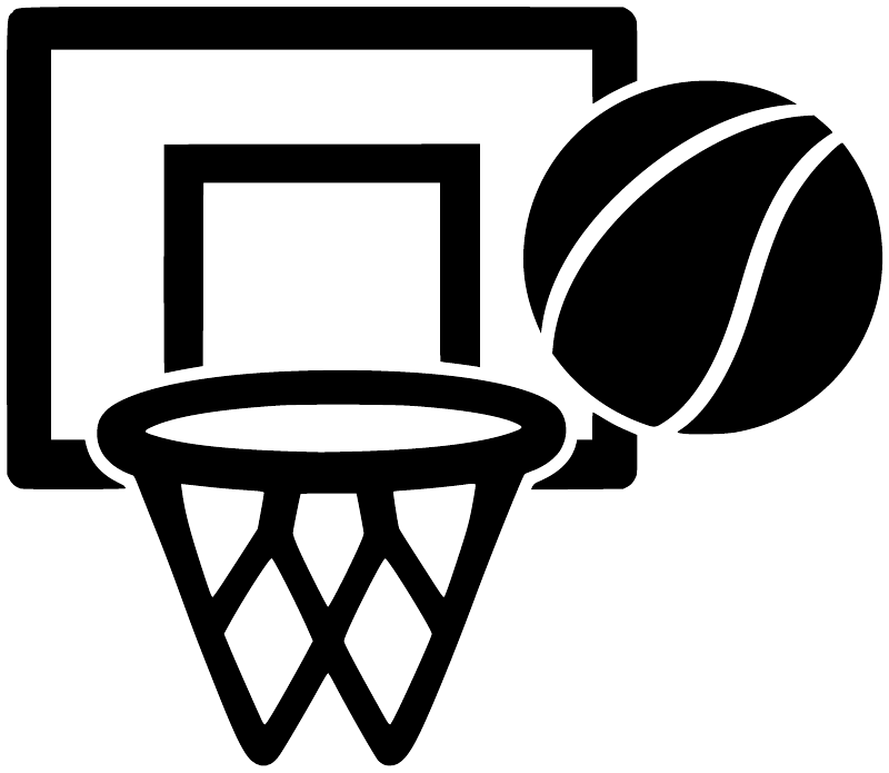 Black and white vinyl basketball backboard emblem decal with hoop net and basketball
