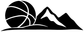 Basketball and mountain vinyl decal, black design on white background